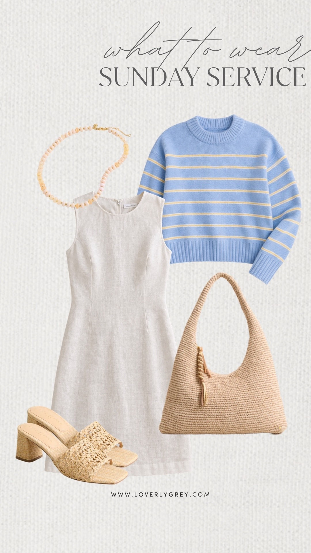 Loverly Grey, what to wear for Sunday service! A simple white dress that is layered with a striped sweater either on top or just wrapped around the shoulders. Add a colorful beaded necklace, large purse, and a pair of heels to complete the look! Loverly Grey, what to wear, Sunday Sevice

#LTKdayinmylife #LTKootd #LTKgrwm