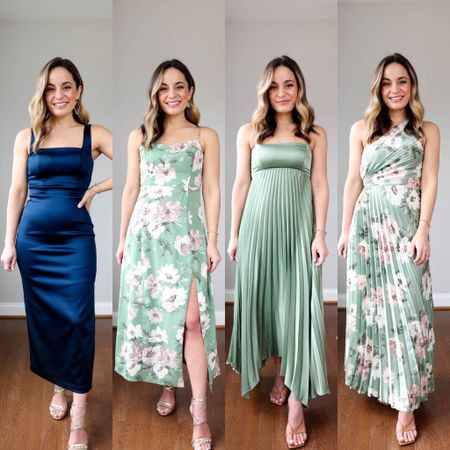 Petite friendly wedding guest dresses from @abercrombie #abercrombiepartner #abercrombie 

Navy dress: petite xs - I sized up for a more comfortable fit 
Wearing all other dresses in petite xxs - true to size 

My measurements for reference: 4’10” 105lbs bust, waist, hips 32”, 24”, 35” size 5 shoe 

#LTKSpringSale #LTKwedding