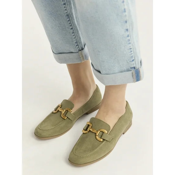 Time and Tru Women's Faux Microsuede Buckle Loafers, Sizes 6-11 | Walmart (US)