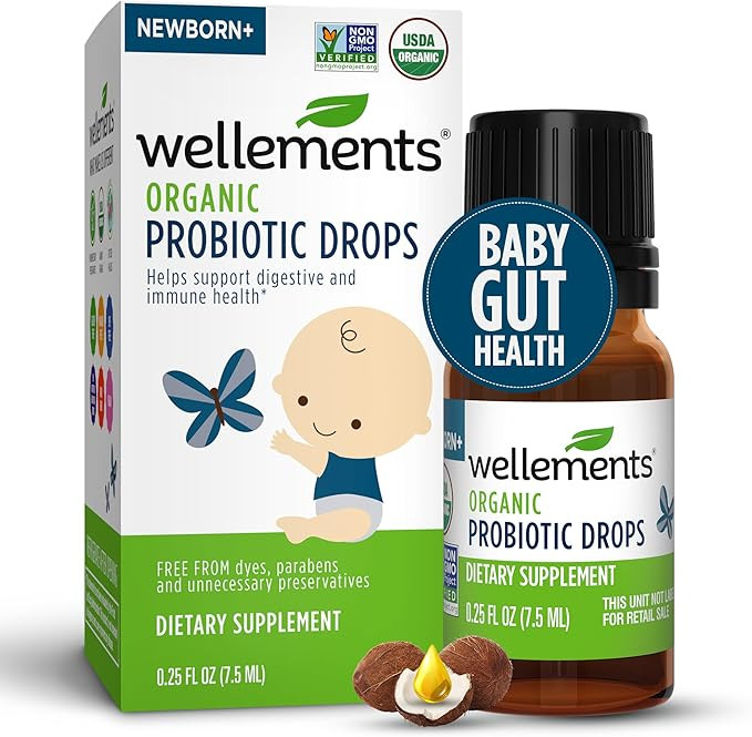 Wellements Organic Baby Probiotic Drops (0.25 Fl Oz) - Digestive & Immune Support for Infants - T... | Amazon (US)
