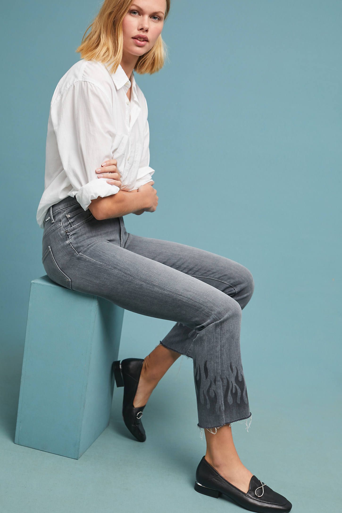 MOTHER The Insider High-Rise Frayed Ankle Jeans | Anthropologie (US)