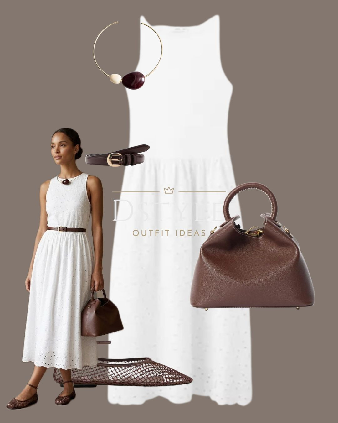 Summertime elegance in full bloom. 🤍 This white eyelet midi dress is a seasonal must-have, especially paired with deep chocolate brown leather accessories and trendy mesh ballet flats. The perfect look for brunch or a weekend getaway.
tags: #SummerStyle #EyeletDress #MeshFlats #ClassicStyle #BrunchOutfit

#LTKootd