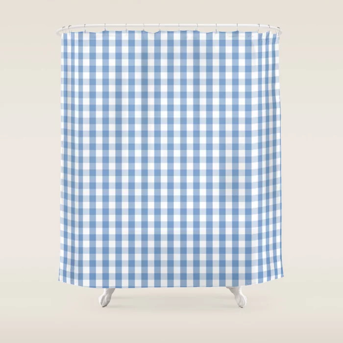 Classic Pale Blue Pastel Gingham Check Shower Curtain | Society6