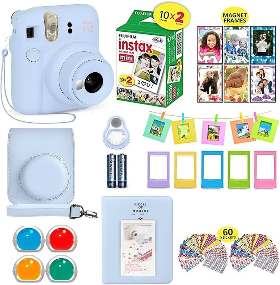 Fujifilm Instax Mini 12 Camera Bundle - Blue, 20 Film Sheets, Case, Accessories | Amazon (US)