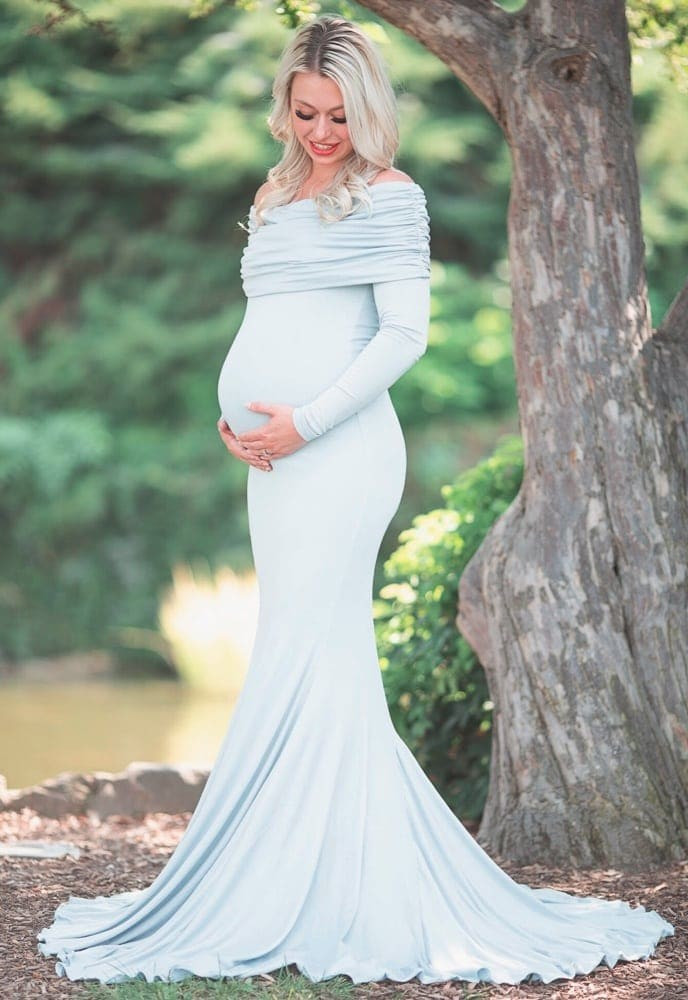 Fold Over Flared Maternity Gown - Sexy Mama Maternity | Sexy Mama Maternity