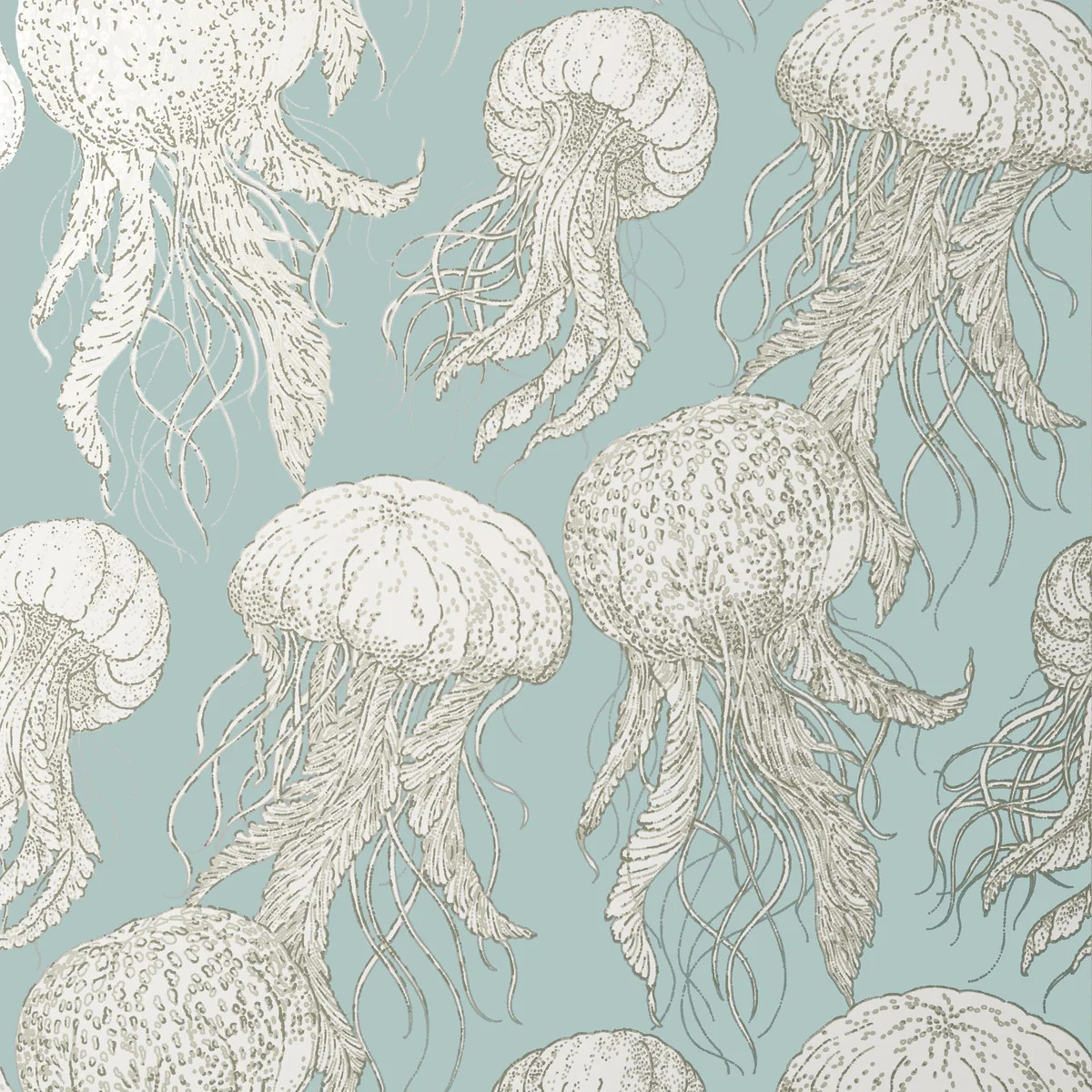 Thibaut Jelly Fish Bloom Aqua Wallpaper | DecoratorsBest