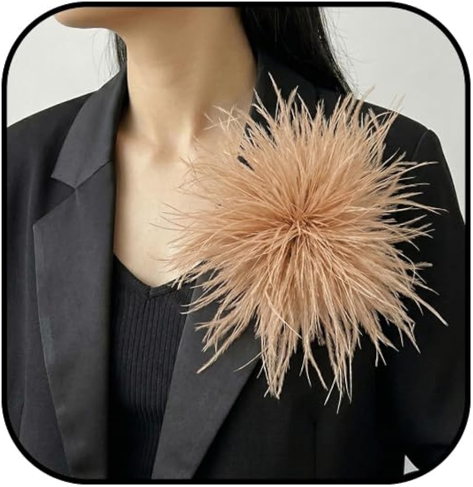 Dainty Feather Flower Brooch Pin for Women Oversized Floral Lapel Pins Elegant Feather Corsage Br... | Amazon (US)