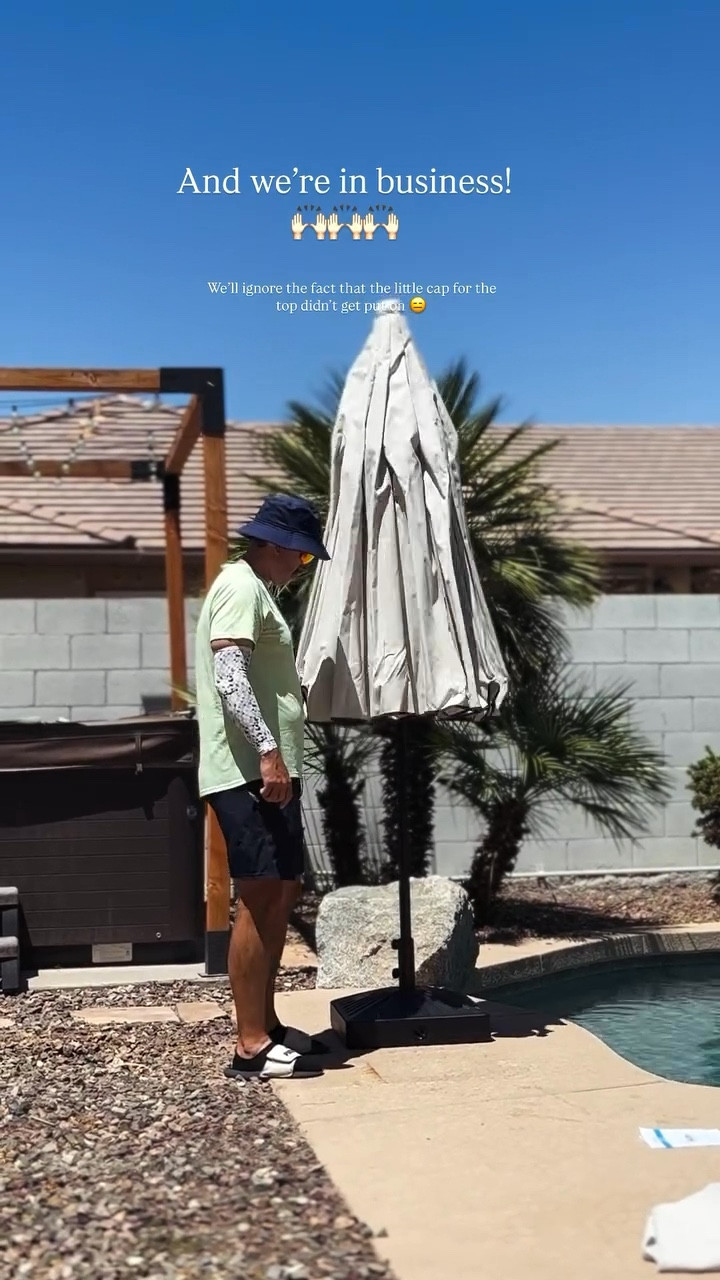 Mother’s Day weekend request: put up new umbrellas! ￼

**Our new outdoor umbrellas! So pretty! ☀️ great price point. Love the scalloped edges! 🖤

Outdoor decor, backyard decor, backyard pool, Walmart, Walmart outdoor, Walmart decor 

#LTKMothersDay #LTKHome #LTKSwim