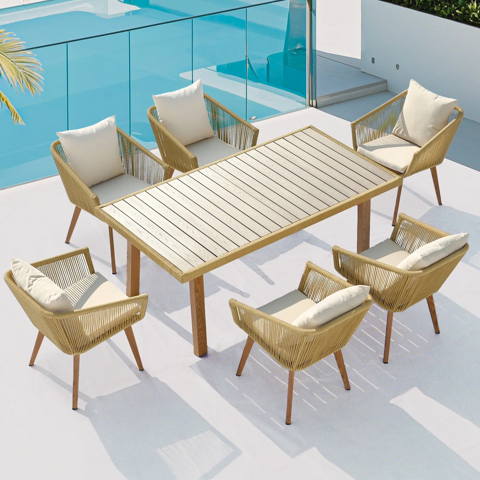 Rectangular Outdoor Dining Set with Cushions | Wayfair North America