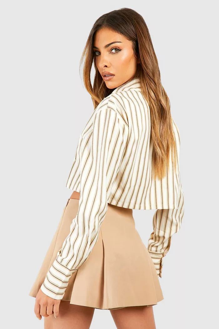 Stripe Cropped Shirt | boohoo (US & Canada)