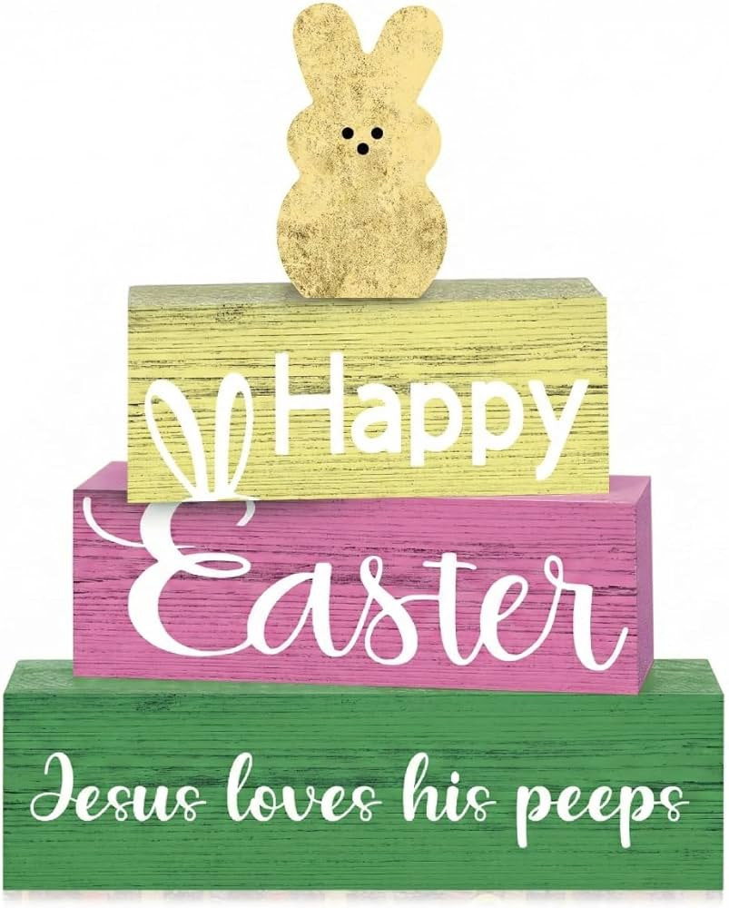 4 Pcs Easter Decorations Funny Bunny Peeps Sign Easter Sign Tiered Tray Decor Decorations for Hom... | Amazon (US)