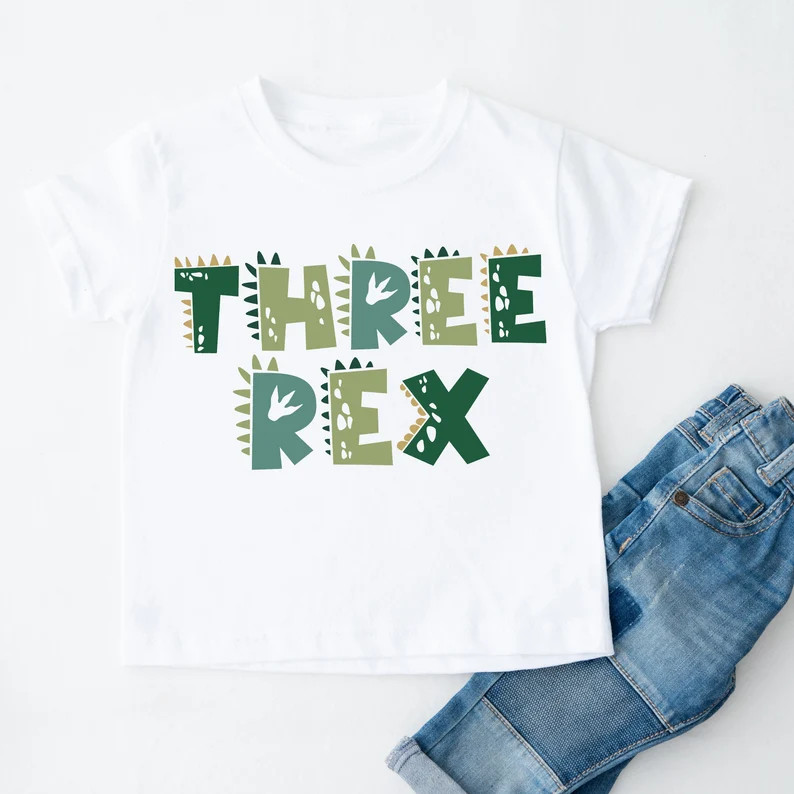 Three Rex Birthday Shirt, 3rd Dinosaur Birthday Tee, Dino Birthday Boy Outfit, Three Rex Shirt, D... | Etsy (US)