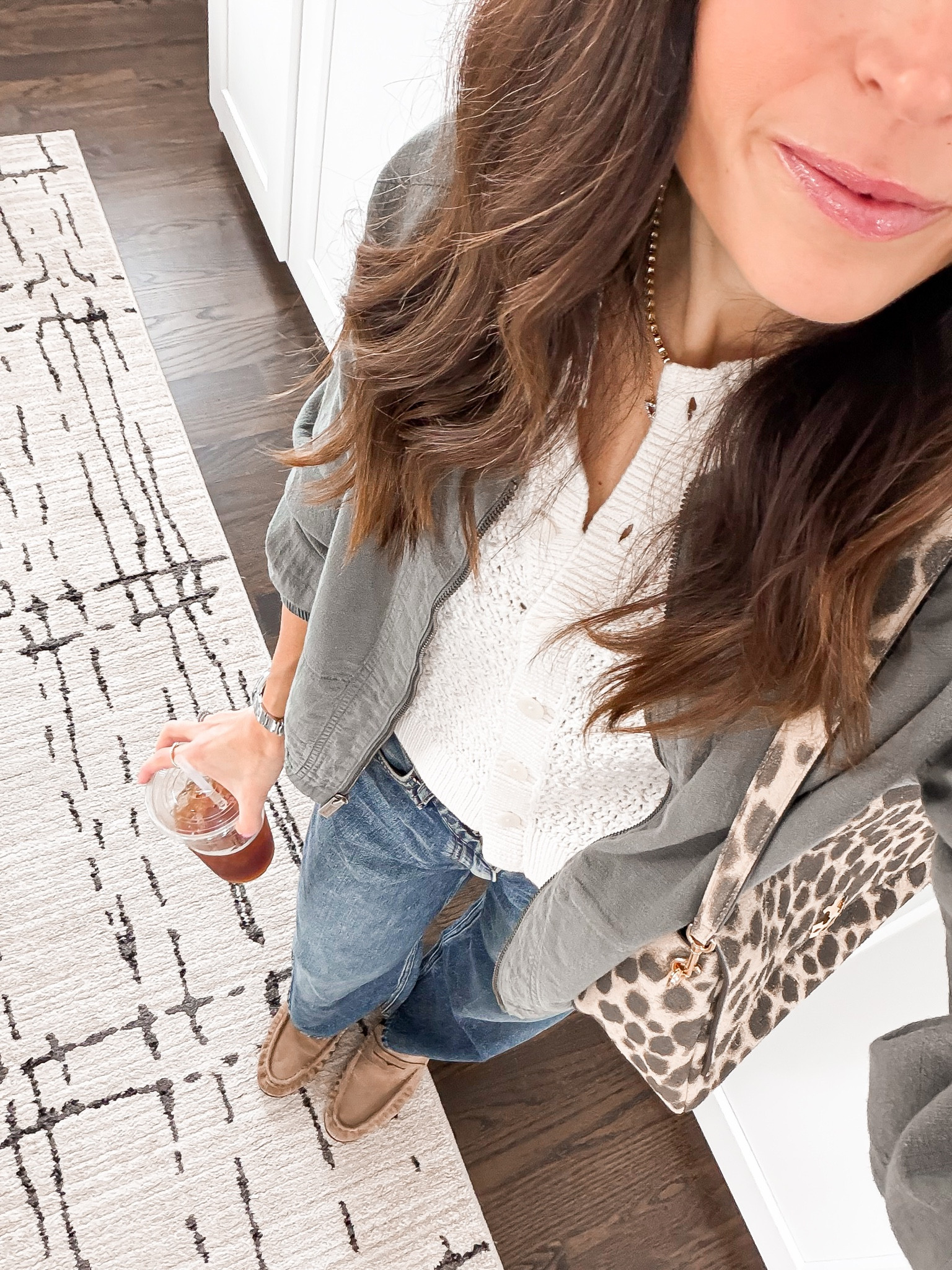 Coffee run outfit but make it cute… this might be my favorite casual combo lately ☕️ size down in the jeans everything else tts 

#LTKOver40 #LTKootd #LTKmomlife