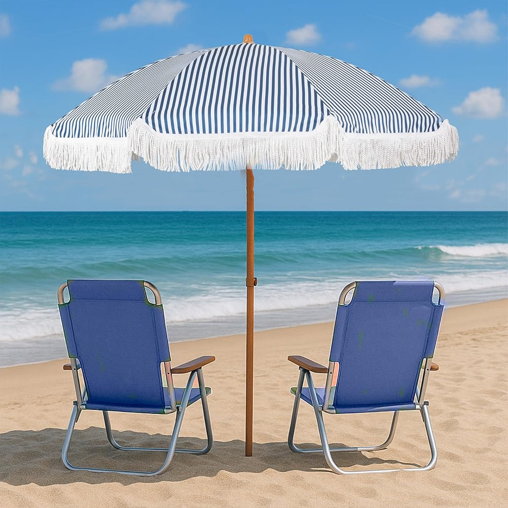 6 Ft Fringe Patio Umbrella - Outdoor Umbrellas for Patio, Pool, Table, Garden, Deck, Beach, and O... | Amazon (US)