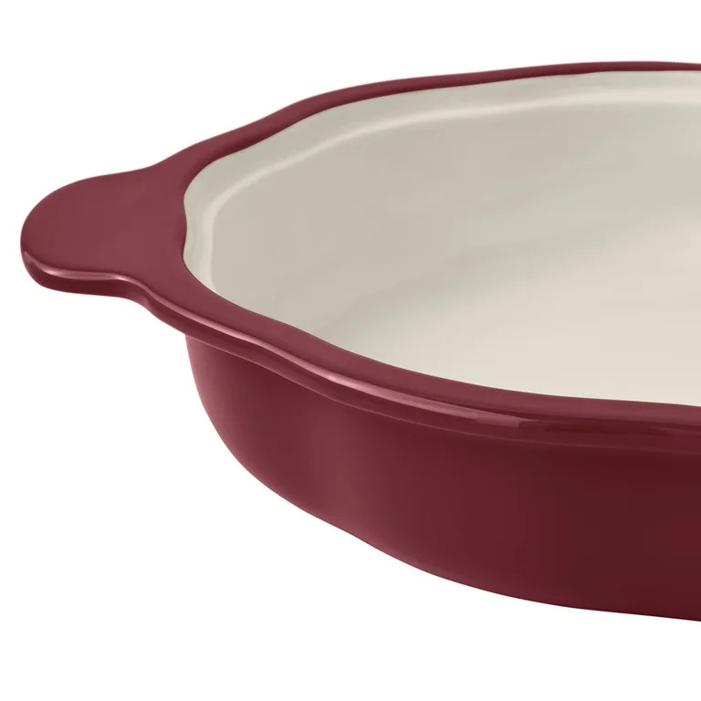 The Pioneer Woman 10-Inch Pumpkin Stoneware Pie Baking Dish with Lid, Merlot | Walmart (US)