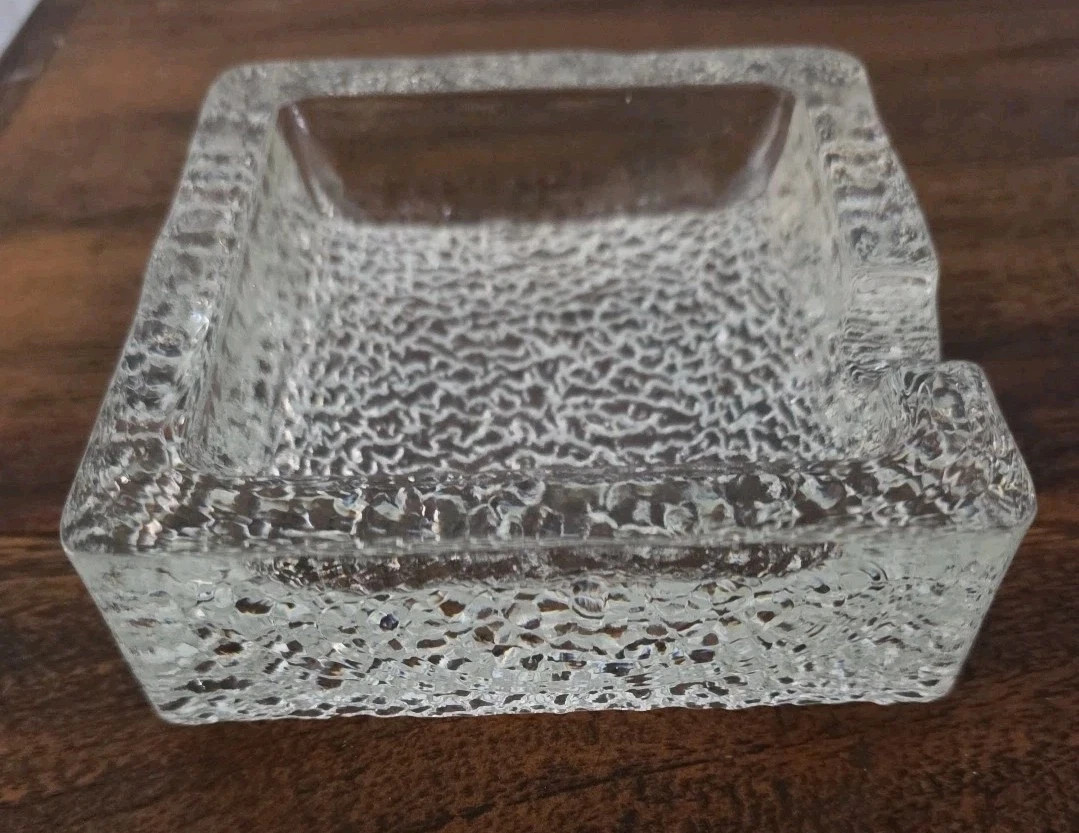 Scandinavian Glass Mid Century Icicle Ashtray, Heavy. | eBay US