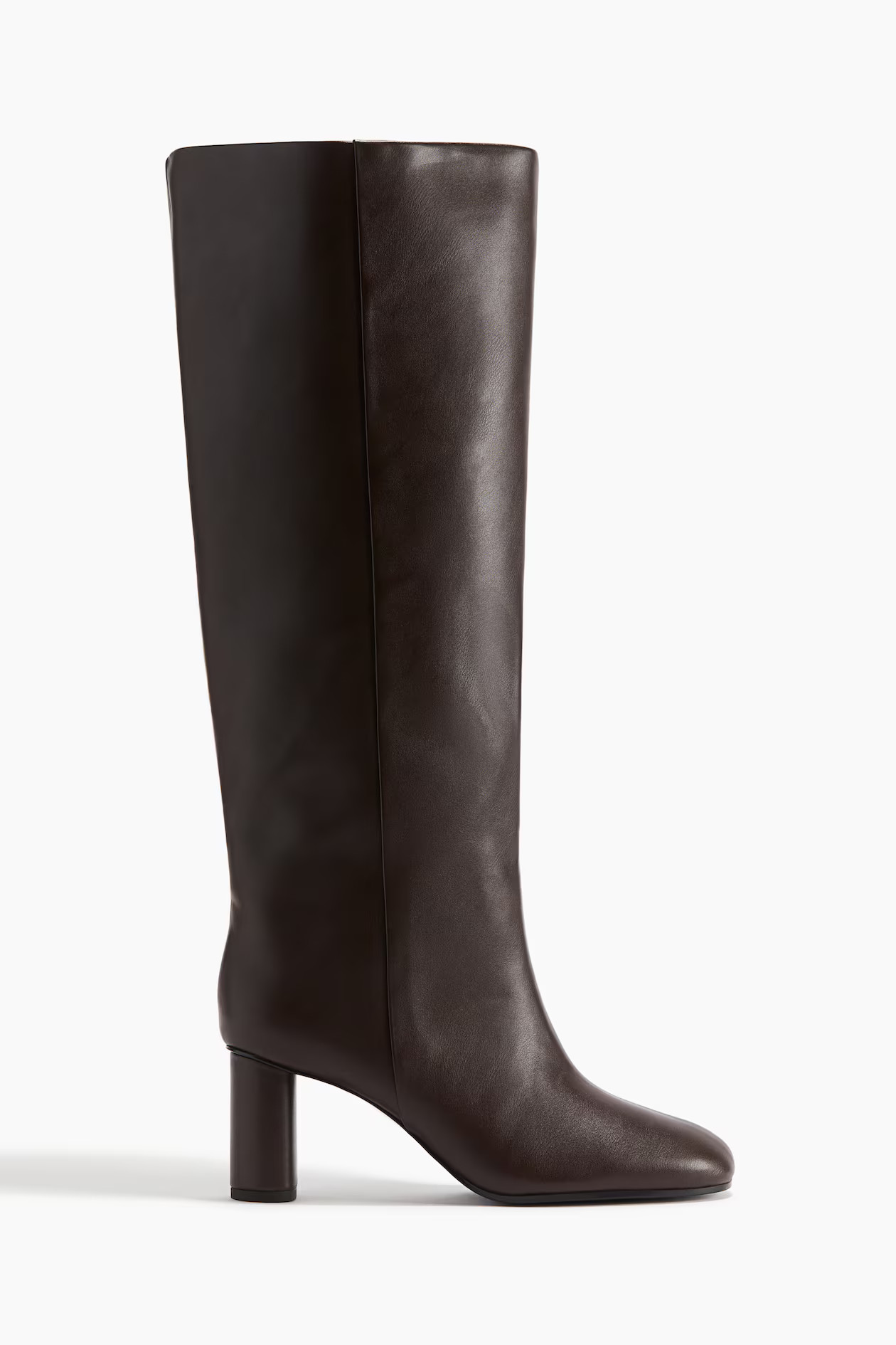 Knee-high heeled boots - Dark brown - Ladies | H&M GB | H&M (UK, MY, IN, SG, PH, TW, HK)