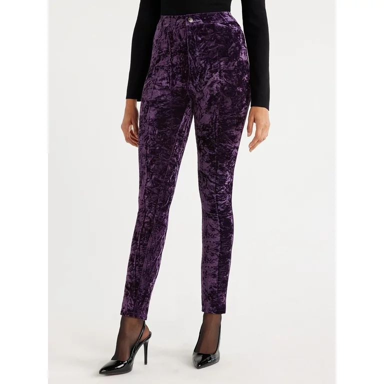 Scoop Women's Crushed Velvet Skinny Pants, Sizes 0-18 - Walmart.com | Walmart (US)