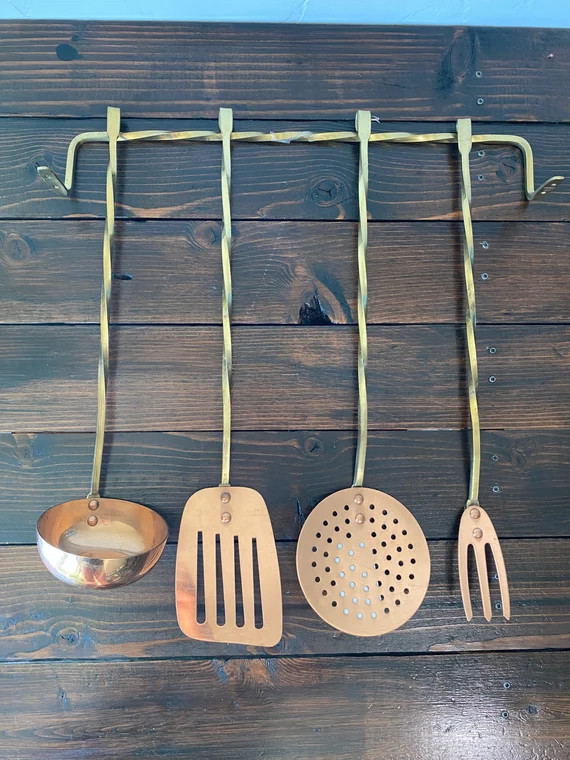 Vintage Copper Utensil Rack and Utensils Modern Vintage - Etsy | Etsy (US)