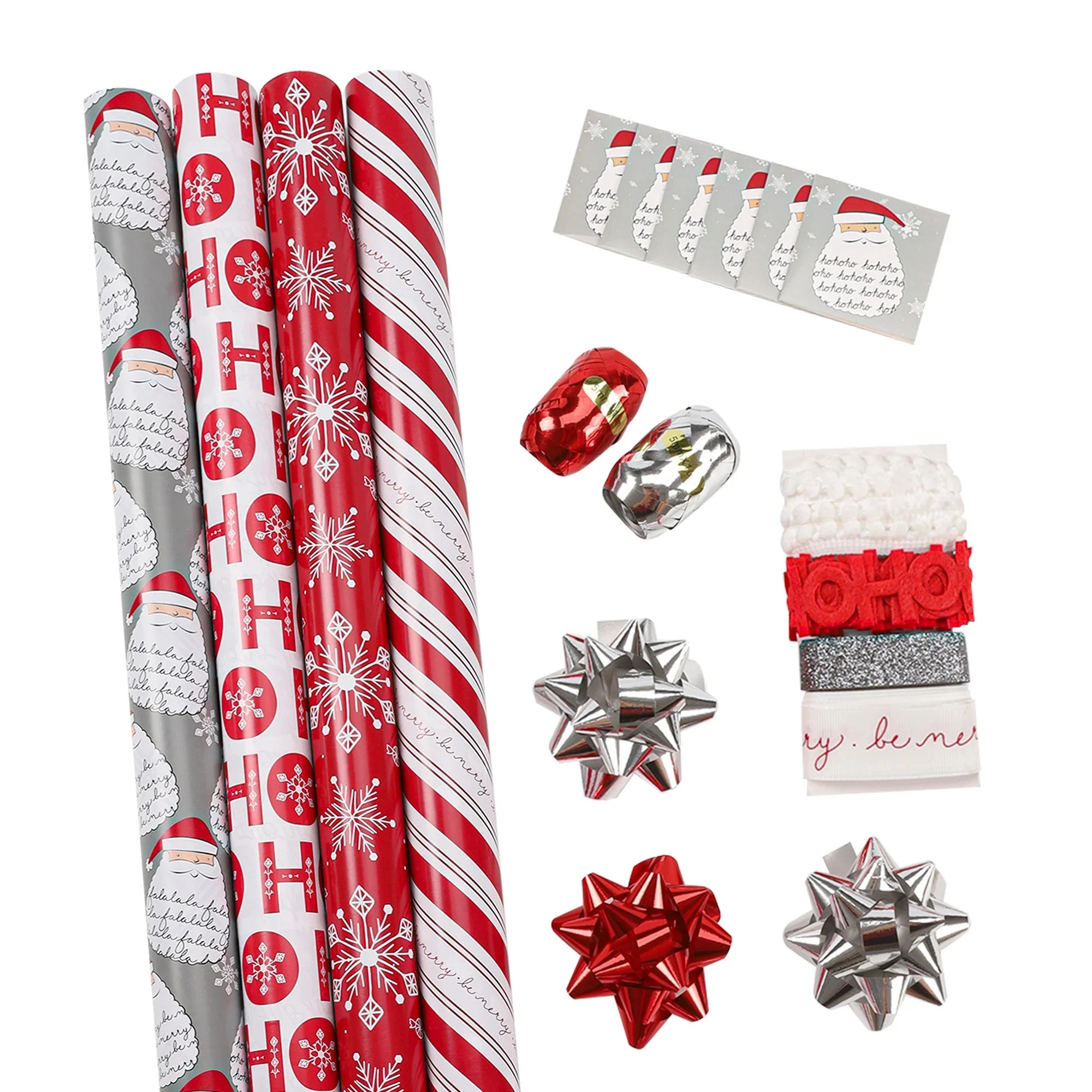 LaRibbons 30" x 10' Christmas Holiday Reversible Gift Wrap Kit | Merry Ho Ho | Walmart (US)
