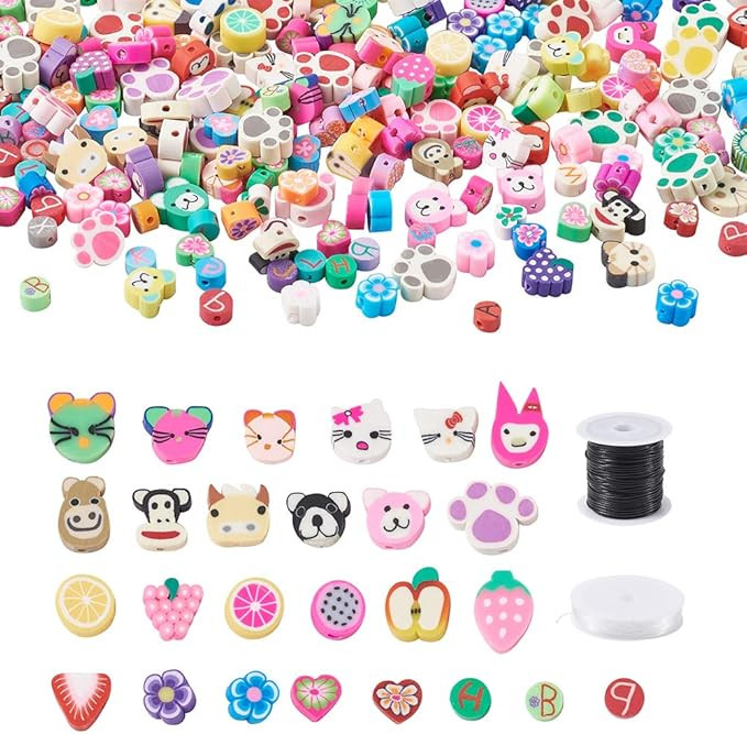Craftdady 300pcs Polymer Clay Beads Assorted Handmade Flower Fruit Animal Loose Spacer Beads with... | Amazon (UK)