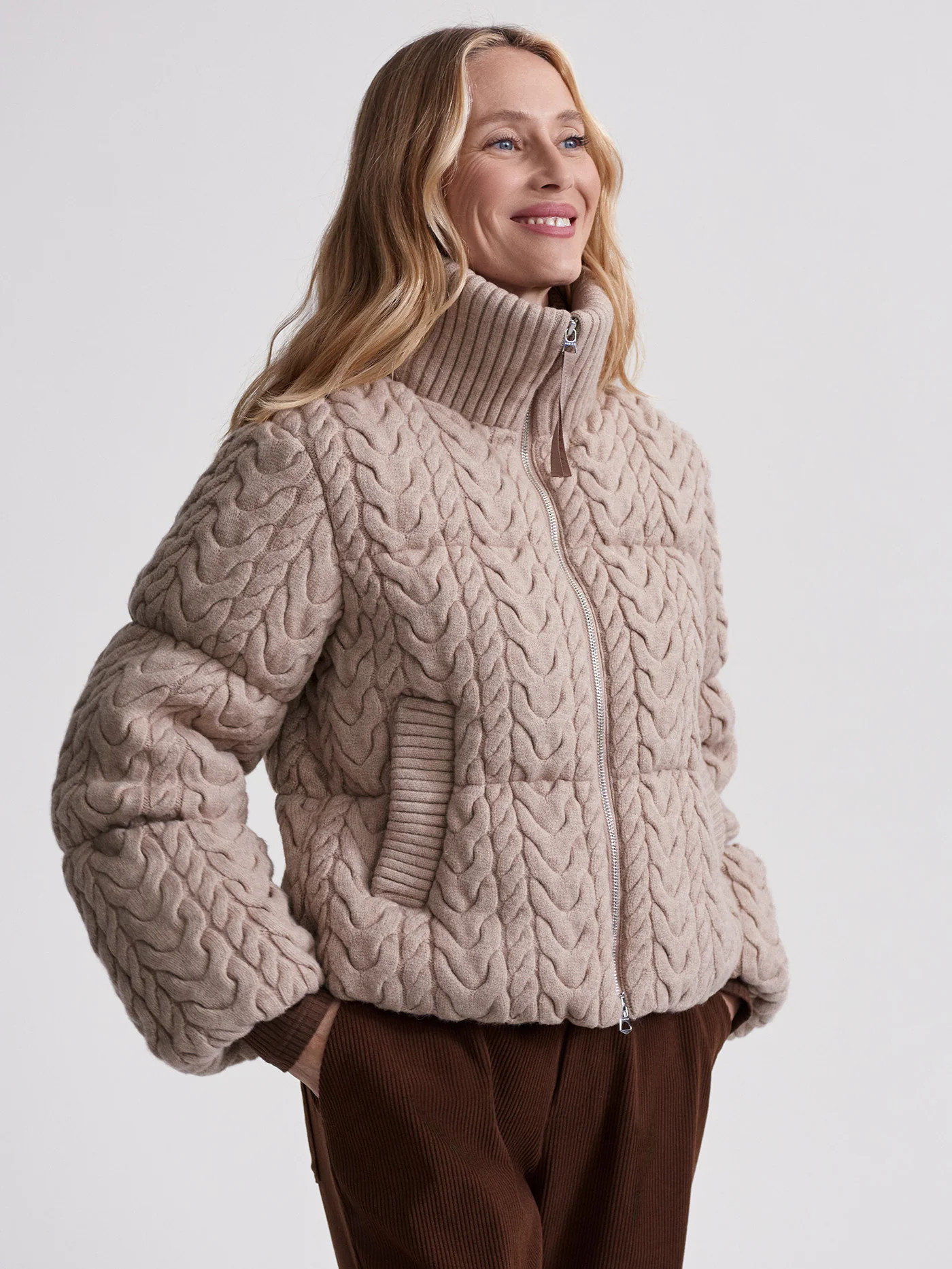 Reggie Cable Knit Puffer | Varley UK | Varley UK