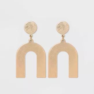 Flat Geometric Brass and in Worn Gold Post Top Earrings - Universal Thread&#8482; Gold | Target