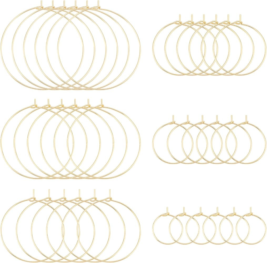 UNICRAFTALE 18K Gold Plated Beading Hoop Earring Stainless Steel Wine Glass Charm Rings DIY Earri... | Amazon (US)
