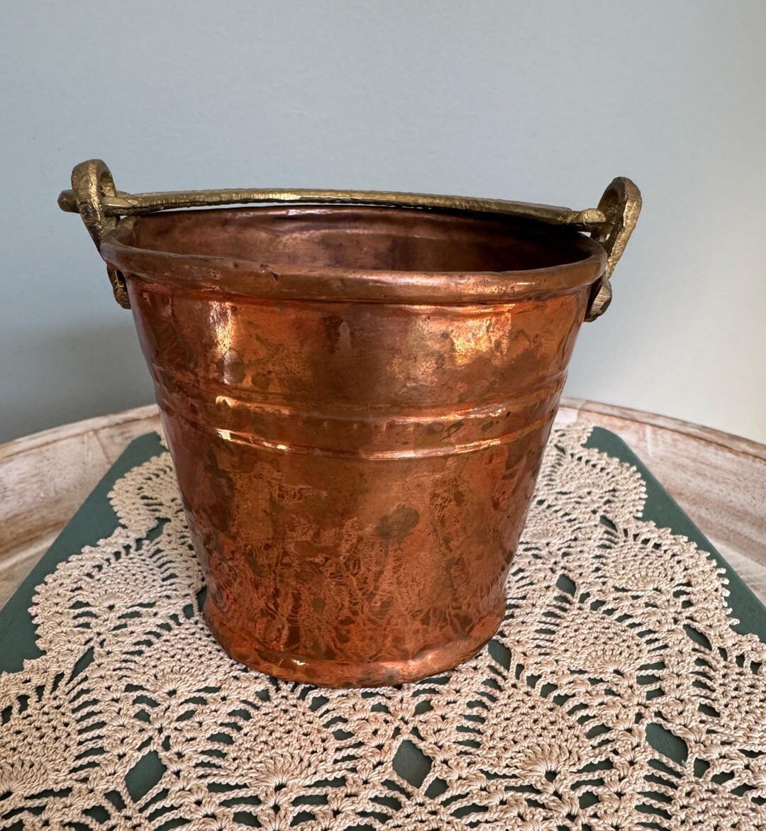 Vintage Hammered Copper and Brass Bucket | Solid Copper and Brass Pot | Vintage Primitive | Farmh... | Etsy (US)