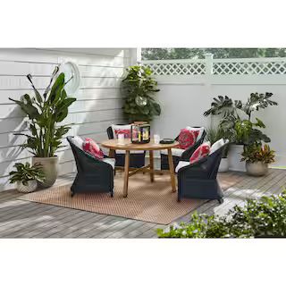 Hampton Bay Ryland 5-Piece Wicker Outdoor Dining Set with CushionGuard White Cushions FRS81324A-S... | The Home Depot