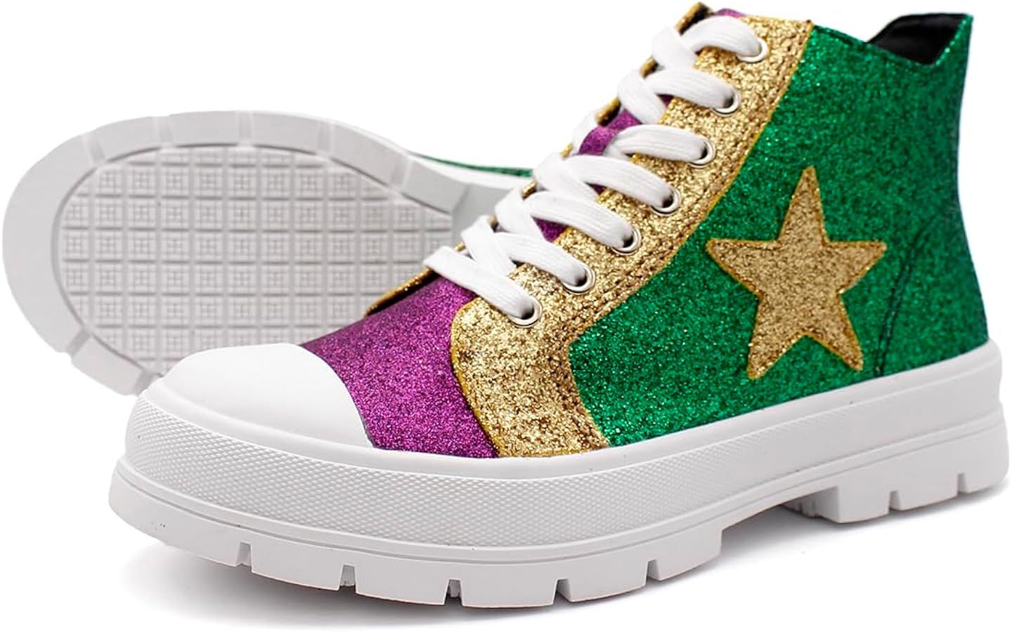Laforst Mardi Gras Women's Glitter Nonslip Sneaker Shiny Sequin Shoes | Amazon (US)