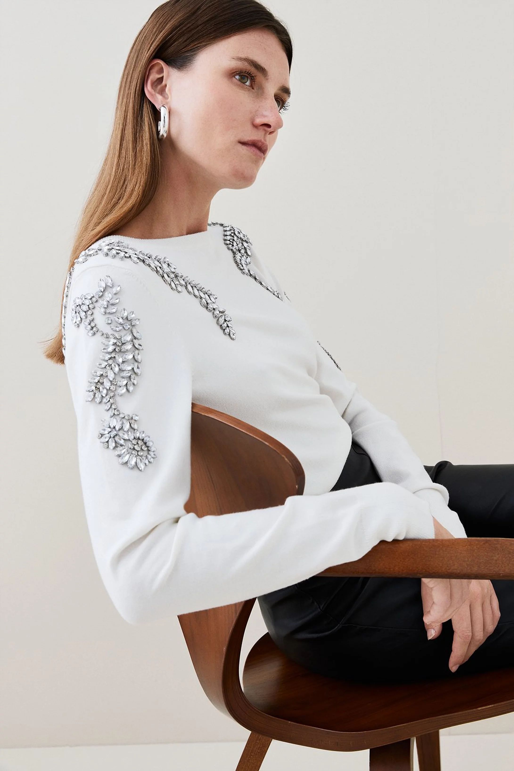 Embellished V Back Knit Sweater | Karen Millen US