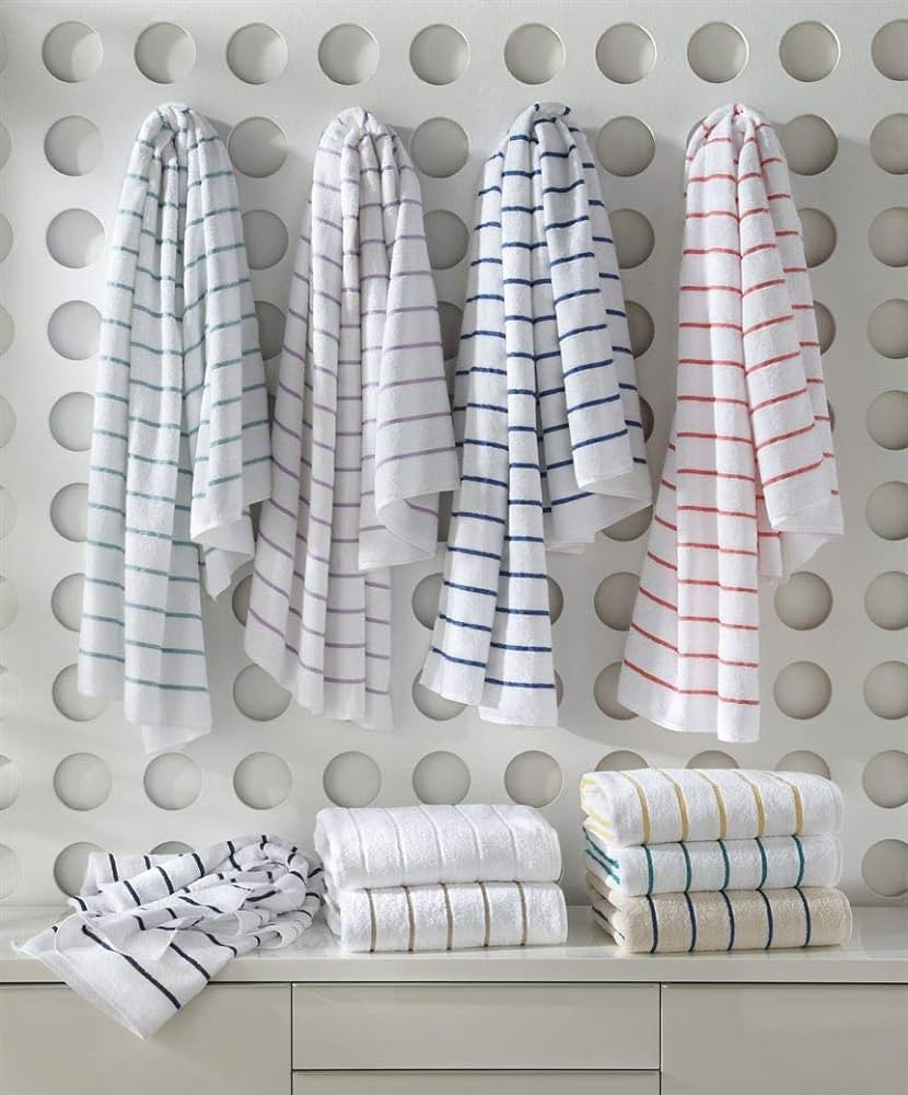 T-Y Group Ritz Cabana Collection Pool Towel (White/Royal Blue Stripes) | Amazon (US)