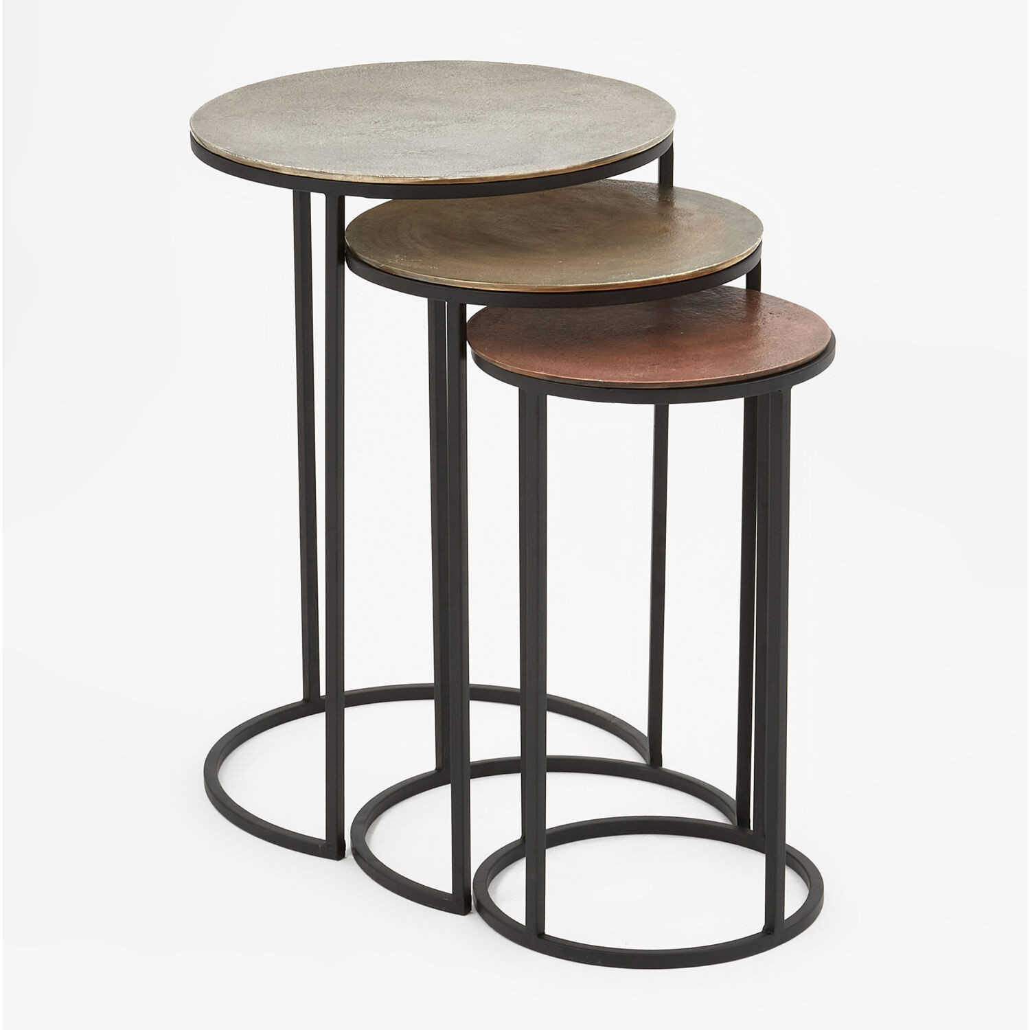 Three Piece Gold Tone Nesting Tables | TK Maxx