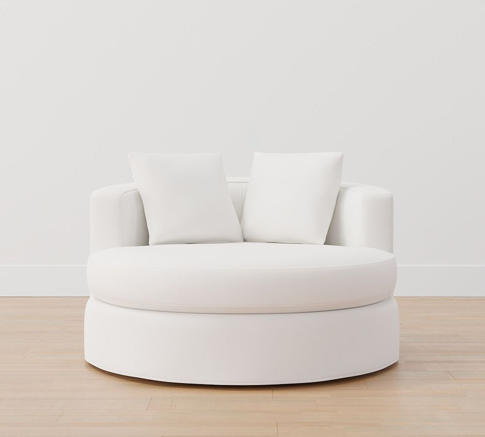 Balboa Slipcovered Swivel Armchair | Pottery Barn (US)