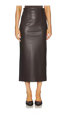 Enza Costa Leather Hi-waist Curve Skirt in Dark Brown from Revolve.com | Revolve Clothing (Global)