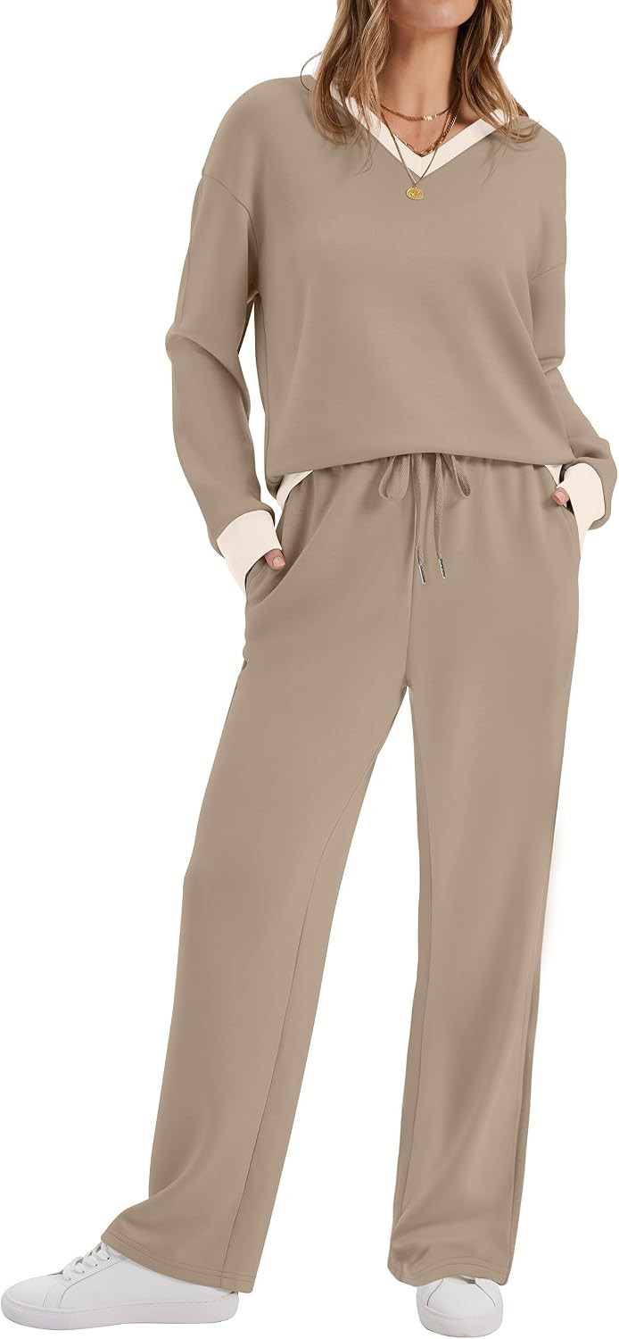 WIHOLL Women's 2 Piece Matching Lounge Set Sweatsuits Fall Outfits | Amazon (US)