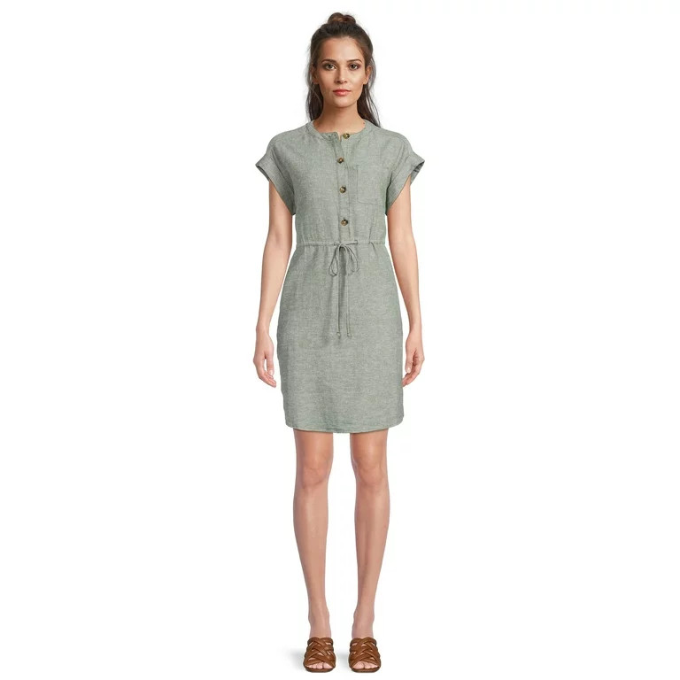 Time and Tru Women's Short Sleeve Shirt Dress | Walmart (US)