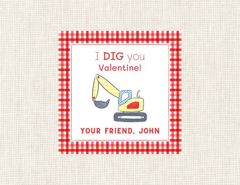 Valentine Class Tags or Stickers Digger, Watercolor, Printed / Set of 25 | Etsy (US)