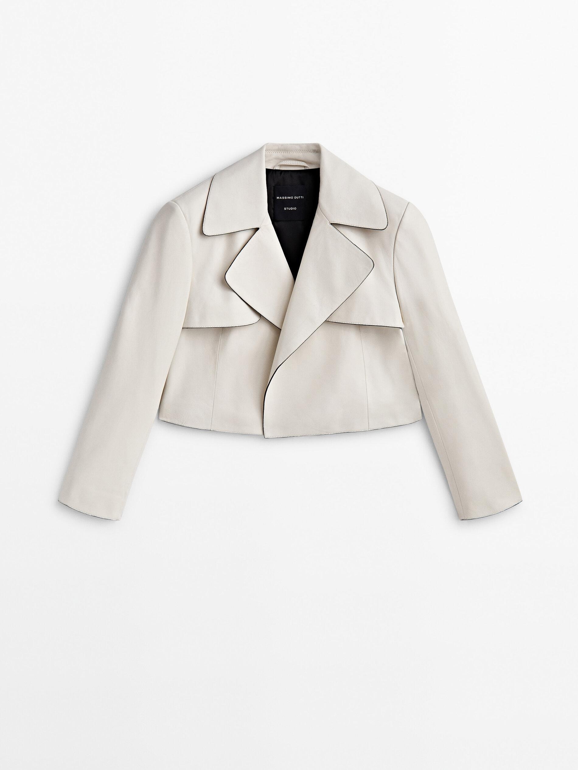 Cropped-Lederjacke im Trench-Stil – Studio | Massimo Dutti DE