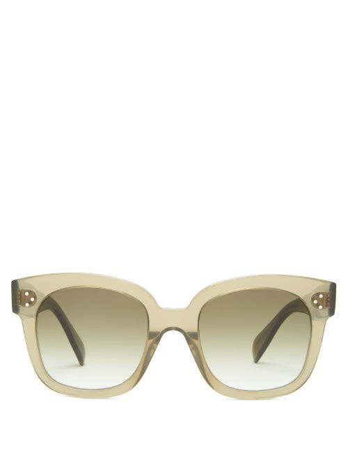 Celine Eyewear - Oversized Square Acetate And Metal Sunglasses - Womens - Dark Green | Matches (US)