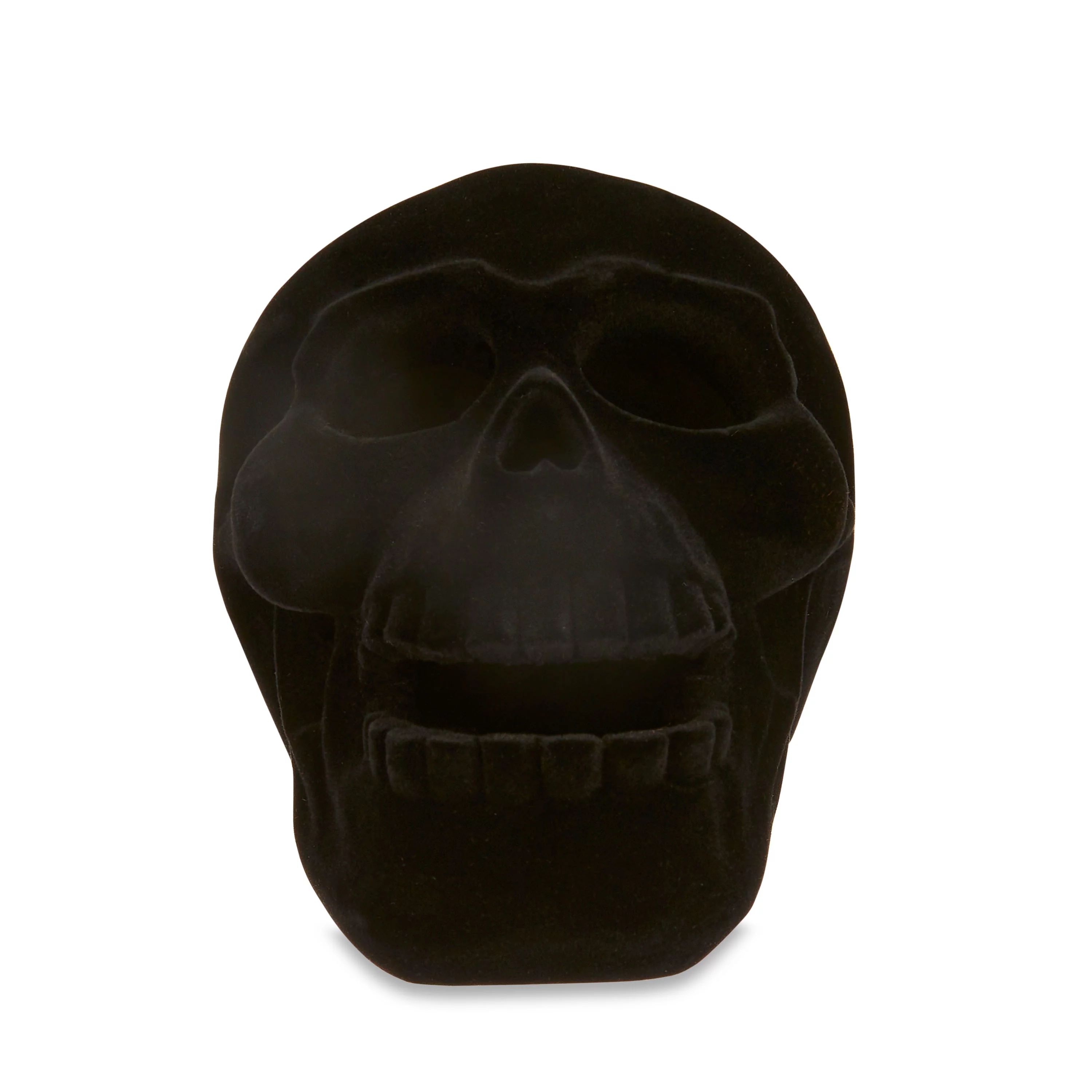 Halloween Small Flocked Skull, Black, 3"L x 4.35"W x 3.25"H, Way To Celebrate | Walmart (US)
