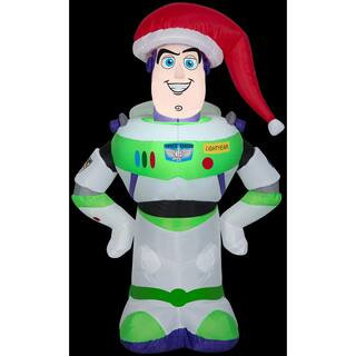 Airblown 3.5 ft. Inflatable Christmas Buzz Lightyear with Santa Hat Disney | The Home Depot