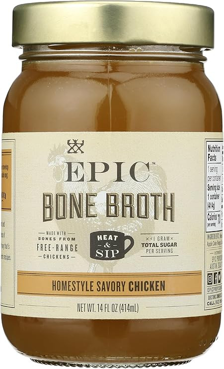 Epic Artisanal Bone Broth, Homestyle Savory Chicken, 14 oz. | Amazon (US)
