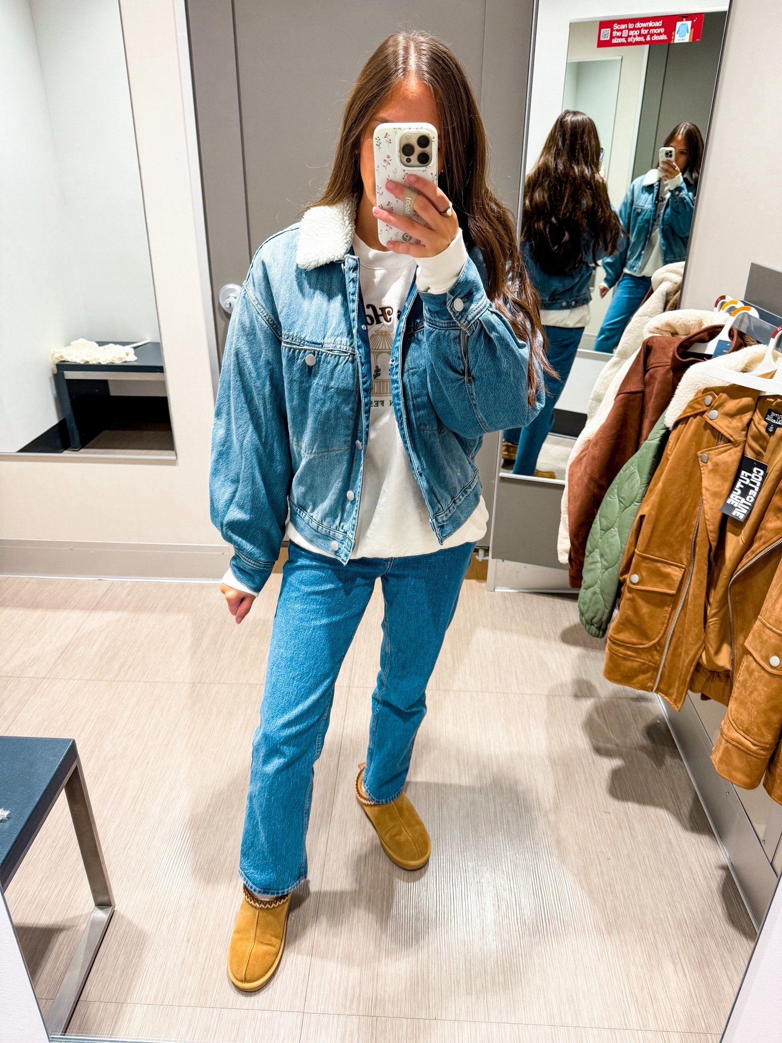 Target new arrival denim Sherpa jacket 
Size XS 
Denim tts xshort
Shoes tts 

#LTKFindsUnder100 #LTKStyleTip #LTKFindsUnder50