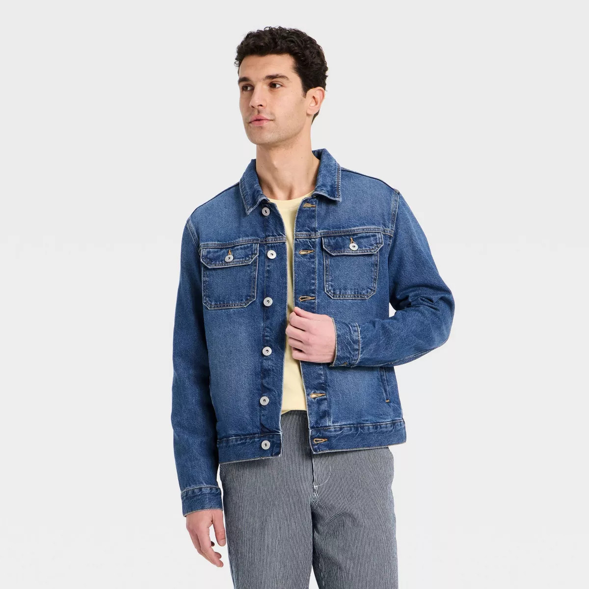 Men's Denim Trucker Jacket - Goodfellow & Co\u2122 Dark Wash S | Target