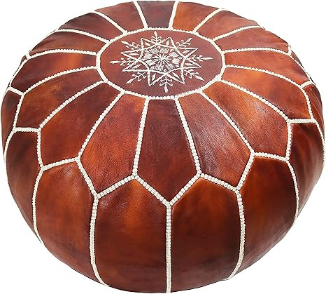 Marrakesh Gallery Genuine Leather Pouf Unstuffed - Moroccan Ottoman Footstool, Footrest Cover - B... | Amazon (US)