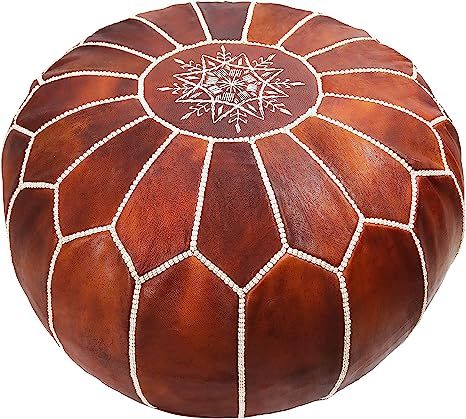 Marrakesh Gallery Genuine Leather Pouf Unstuffed - Moroccan Ottoman Footstool, Footrest Cover - B... | Amazon (US)
