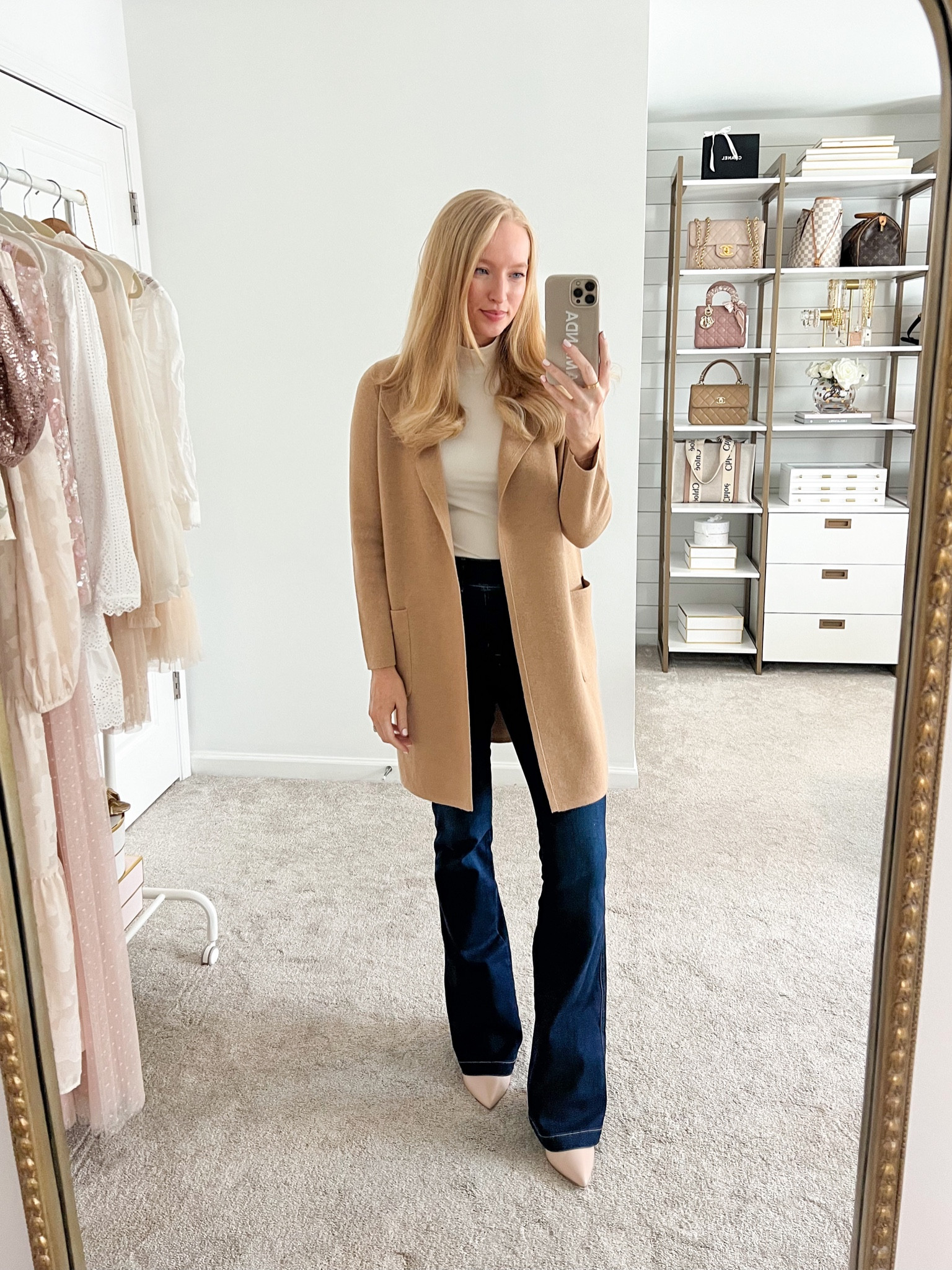 Two best sellers this week on sale! This Juliette sweater blazer runs big. I sized down 2 for a closer fit. Wearing my normal size medium in the spanx flare jeans 

#LTKsalealert #LTKCyberweek