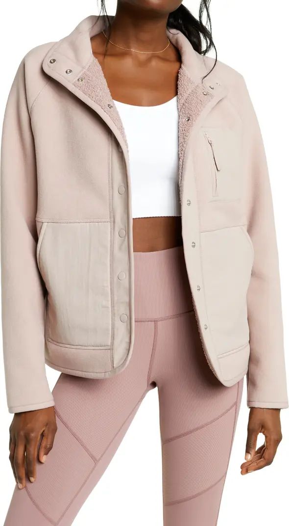Zella Layer Up Jacket with Faux Shearling Lining | Nordstrom | Nordstrom